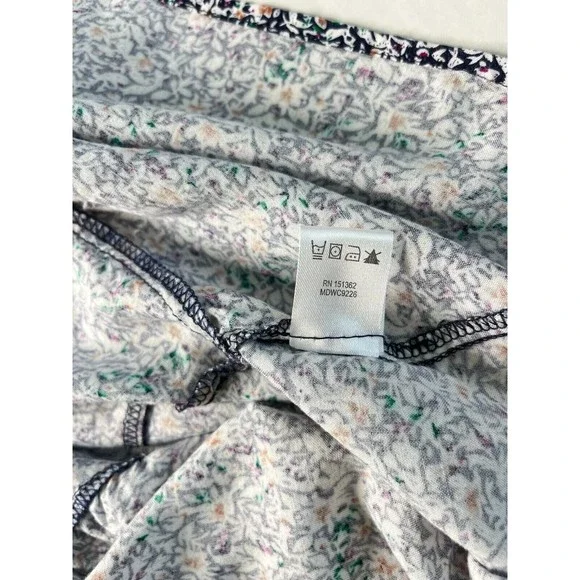 Indigo Rose Floral Midi Dress Long Sleeve Tie Front Layered Elastic Waist Sz S - Picture 12 of 16